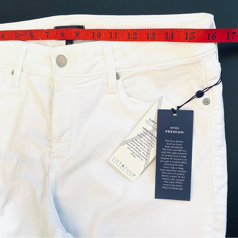 NWT 🤍 NYDJ Marilyn Straight Leg White Denim Jeans, 32” Inseam, Size 12 #MFOZ2013 - Picture 4 of 16